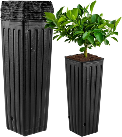 Ghivece si suporturi - Ghivece adanci, negre pentru flori inalte sau pomisori, 30x10x10 cm, set 50 bucati