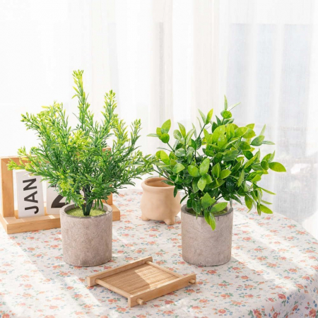Ghivece ornamentale cu plante verzi artificiale, 2 bucati 23 cm [3]
