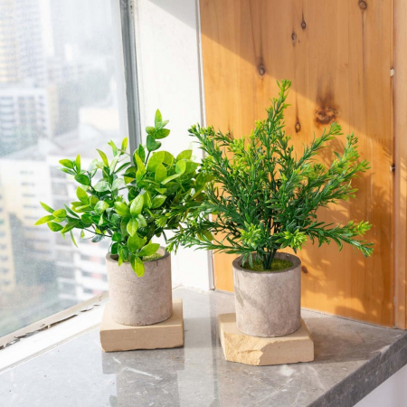 Ghivece ornamentale cu plante verzi artificiale, 2 bucati 23 cm [5]
