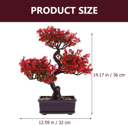 Bonsai mare artificial, in ghiveci, aspect rosiatic, 36x32 cm [1]