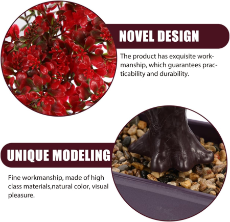 Bonsai mare artificial, in ghiveci, aspect rosiatic, 36x32 cm [3]