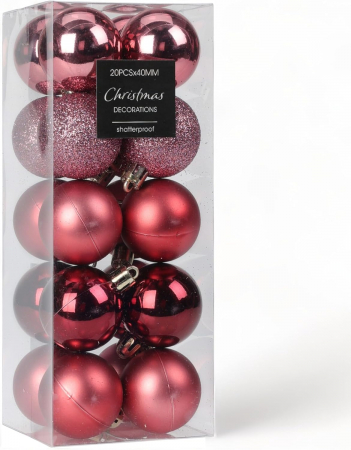 globuri - Globuri decorare pom sarbatori rosii- set 20 bucati