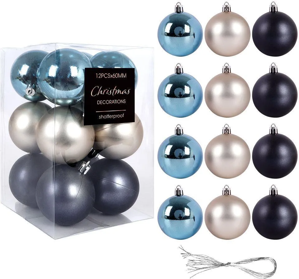 Globuri decorare pom sarbatori 3 culori, 12 bucati [1]