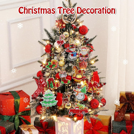 Ornamente multicolore decorare pom sarbatori cu Pictură cu Diamante, set 12 piese [3]