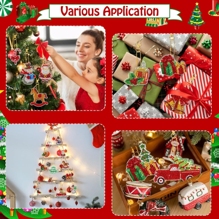 Ornamente multicolore decorare pom sarbatori cu Pictură cu Diamante, set 12 piese [4]