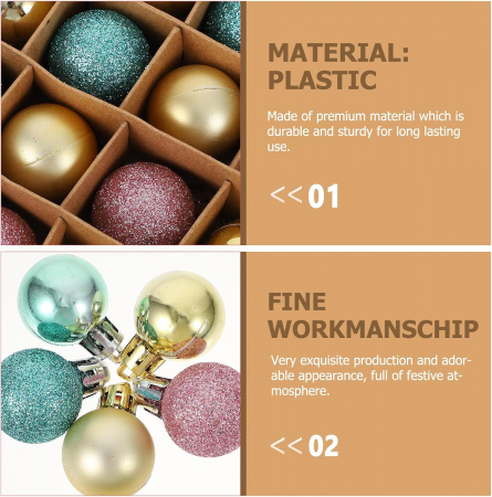 Globuri decorare pom sarbatori argintii- set 48 bucati [4]