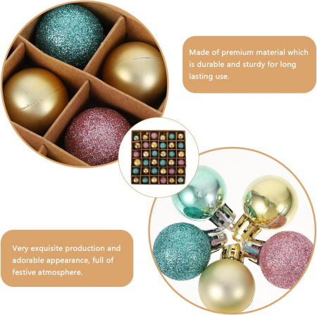 Globuri decorare pom sarbatori argintii- set 48 bucati [5]
