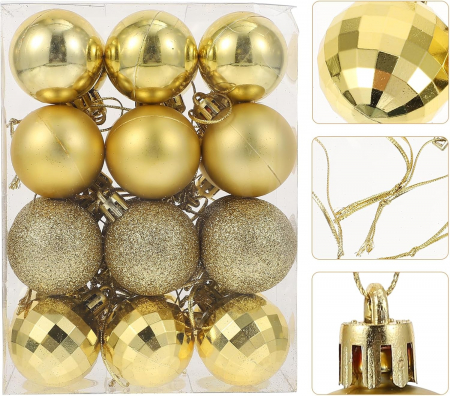 Globuri decorare pom sarbatori argintii- set 48 bucati [2]