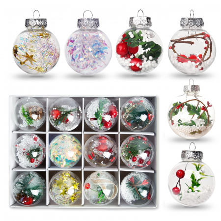 globuri - Globuri transparente 6 cm set 12 buc