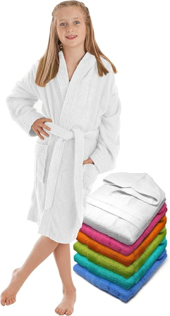 Halat de baie din bumbac pentru copii, Alb, moale, super absorbant, 14 [1]