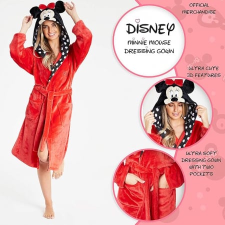 Halat de baie pentru femei, rosu Minnie Mouse, S [1]