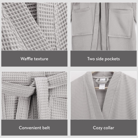Halat de baie pentru adulti unisex gri 3XL [4]