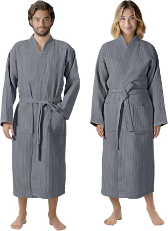 Halate baie - Halat gri de baie unisex din bumbac, moale, super absorbant, M