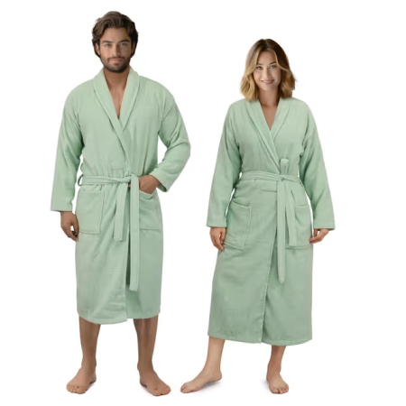 Halate baie - Halat verde de baie unisex din bumbac, moale, super absorbant, S