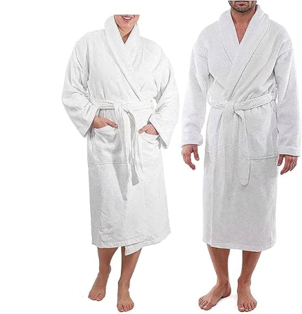 Halate baie - Halat alb de baie unisex din bumbac, moale, super absorbant, L