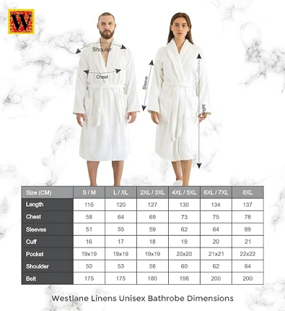 Halat alb de baie unisex din bumbac, moale, super absorbant, L [2]