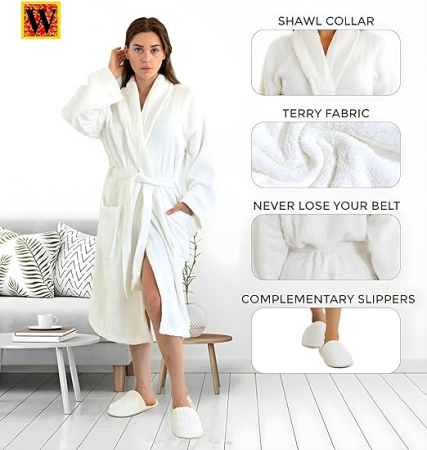 Halat alb de baie unisex din bumbac, moale, super absorbant, L [1]