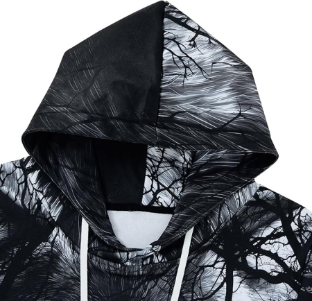 Hanorac negru lup, captusit, unisex, maneca lunga,  gluga, XL [3]