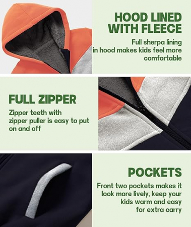 Hanorac lejer, gros, captusit, cu gluga, fermoar si buzunare pentru baieti 10-12 ANI [2]