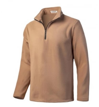 BLUZE FEMEI - Hanorac din fleece pentru barbati, maneca lunga, fermoar la gat, guler ridicat, Bej L