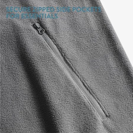 Hanorac din fleece pentru barbati, maneca lunga, fermoar la gat, guler ridicat, Gri M [4]