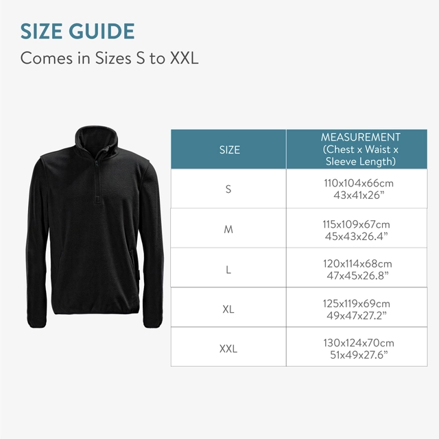 Hanorac din fleece pentru barbati, maneca lunga, fermoar la gat, guler ridicat, negru S [4]