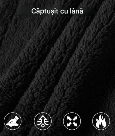 Hanorac negru captusit pentru barbati, maneca lunga, fermoar, gluga, L [5]
