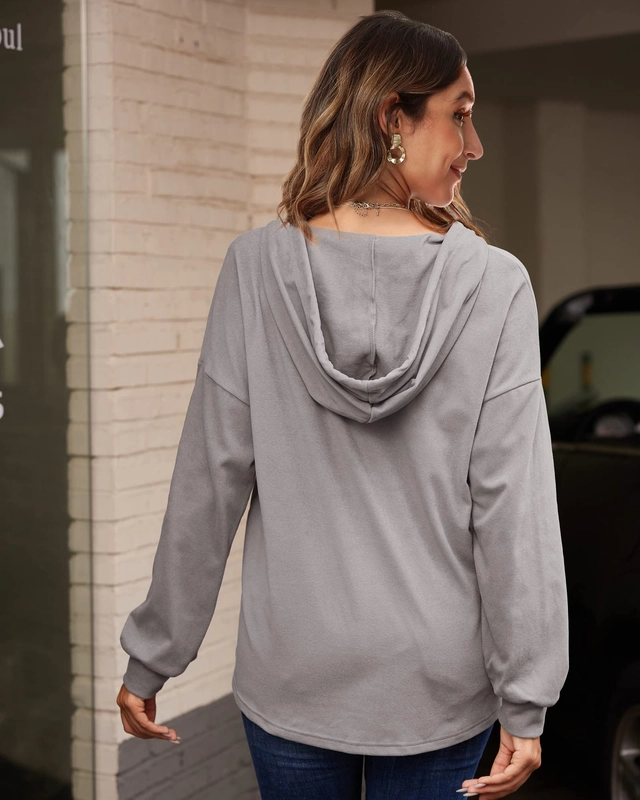 Hanorac supradimensionat, cu gluga, de dama, gri XL [2]