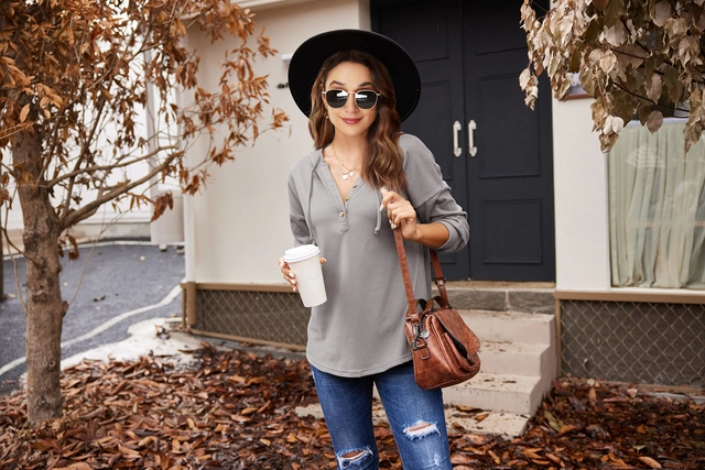 Hanorac supradimensionat, cu gluga, de dama, gri XL [4]