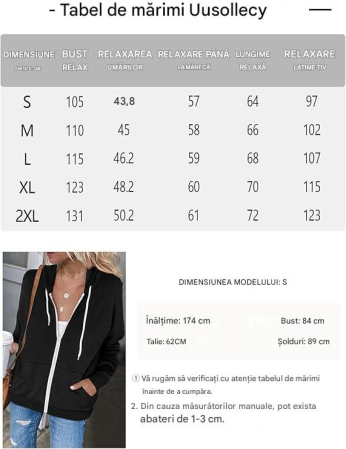 Hanorac lejer de dama cu gluga si fermoar, maro/gri/gri inchis S [6]