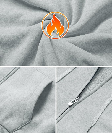 Hanorac Bărbați Igeekwell, cu Fermoar, Glugă și Căptușeală Fleece, de Iarnă, 3XL [4]