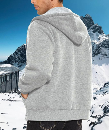 Hanorac Bărbați Igeekwell, cu Fermoar, Glugă și Căptușeală Fleece, de Iarnă, 3XL [1]