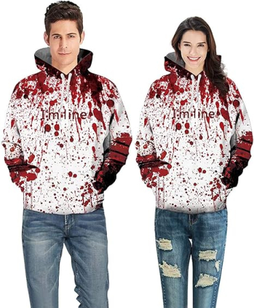 Hanorac alb cu rosu captusit, unisex, maneca lunga, fermoar, gluga, M [2]