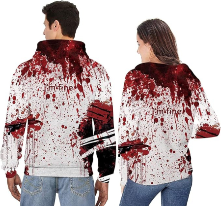 Hanorac alb cu rosu captusit, unisex, maneca lunga, fermoar, gluga, M [3]