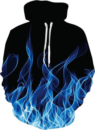 hanorace barbati - Hanorac negru flacari, captusit, unisex, maneca lunga,  gluga, L