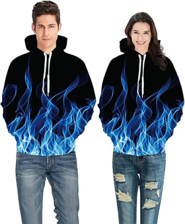 Hanorac negru flacari, captusit, unisex, maneca lunga,  gluga, M [1]
