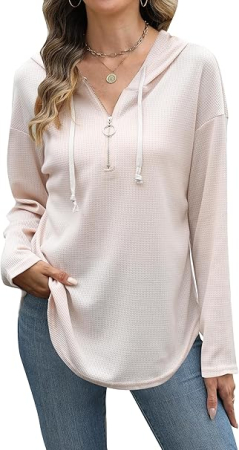 BLUZE FEMEI - Hanorac sport cu gluga, de dama, subtire, bej L