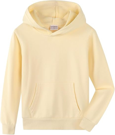 Geci si veste copii - Hanorac lejer pentru copii, cu gluga si buzunar in fata, crem 5-6 ani