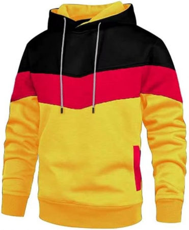 hanorace barbati - Hanorac unisex lejer, cu gluga, negru/rosu/galben 2XL (greutate 65-70 kg, inaltime 170-180 cm)