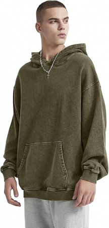 Hanorac casual lejer, cu gluga, verde vintage M [1]
