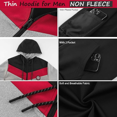 Hanorac sport lejer,respirabil, cu gluga si buzunare , 3 nuante 2XL [2]