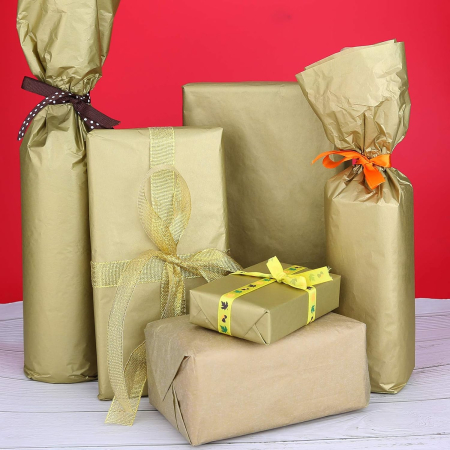 Hartie fina de ambalat cadouri, auriu metalizat 35x50 cm 100 file [5]