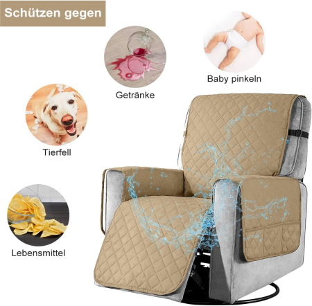 Husa crem pentru fotoliu, cu protectie cotiere, moale, lavabila, 68.6x63,5x55.9 cm [4]