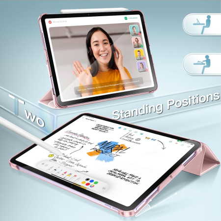 Husa roz perlat tableta iPad Air 11 Air 4/5/11", TPU, suport Pencil [4]