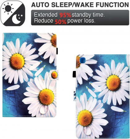 Husă carte compatibila tabletă Samsung Galaxy Tab A7 Lite 8,7 inchi 2021 SM-T220/T225, piele PU, Flori [2]