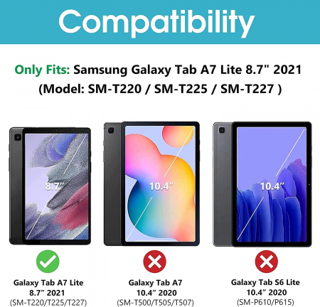 Husă carte compatibila tabletă Samsung Galaxy Tab A7 Lite 8,7 inchi 2021 SM-T220/T225, piele PU, Flori [1]