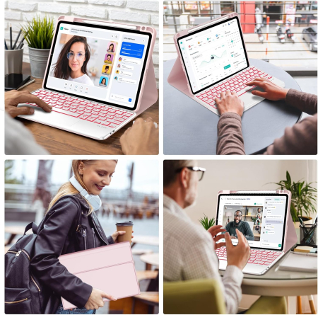 Husa compatibila cu iPad Pro 11 inch M4 2024, 5th Generation, Magnetic Removable Bluetooth 7-Color Lighting [6]