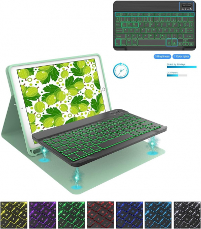 Husa compatibila cu iPad 10.2 inch  (iPad 9th/8th 7th Generation), cu tastatura, inchidere magnet, piele PU verde [1]
