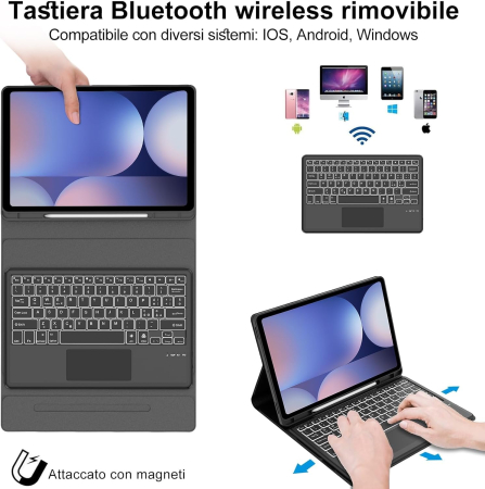 Husa cu tastatura, cu Bluetooth, cu touchpad compatibila cu Samsung Galaxy Tab S10 Plus/S9 FE Plus/S9 Plus [2]