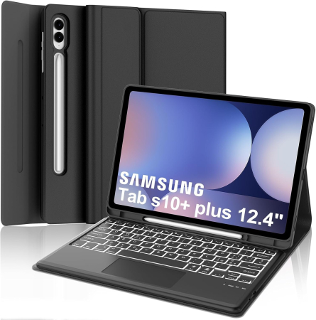 huse tablete - Husa cu tastatura, cu Bluetooth, cu touchpad compatibila cu Samsung Galaxy Tab S10 Plus/S9 FE Plus/S9 Plus